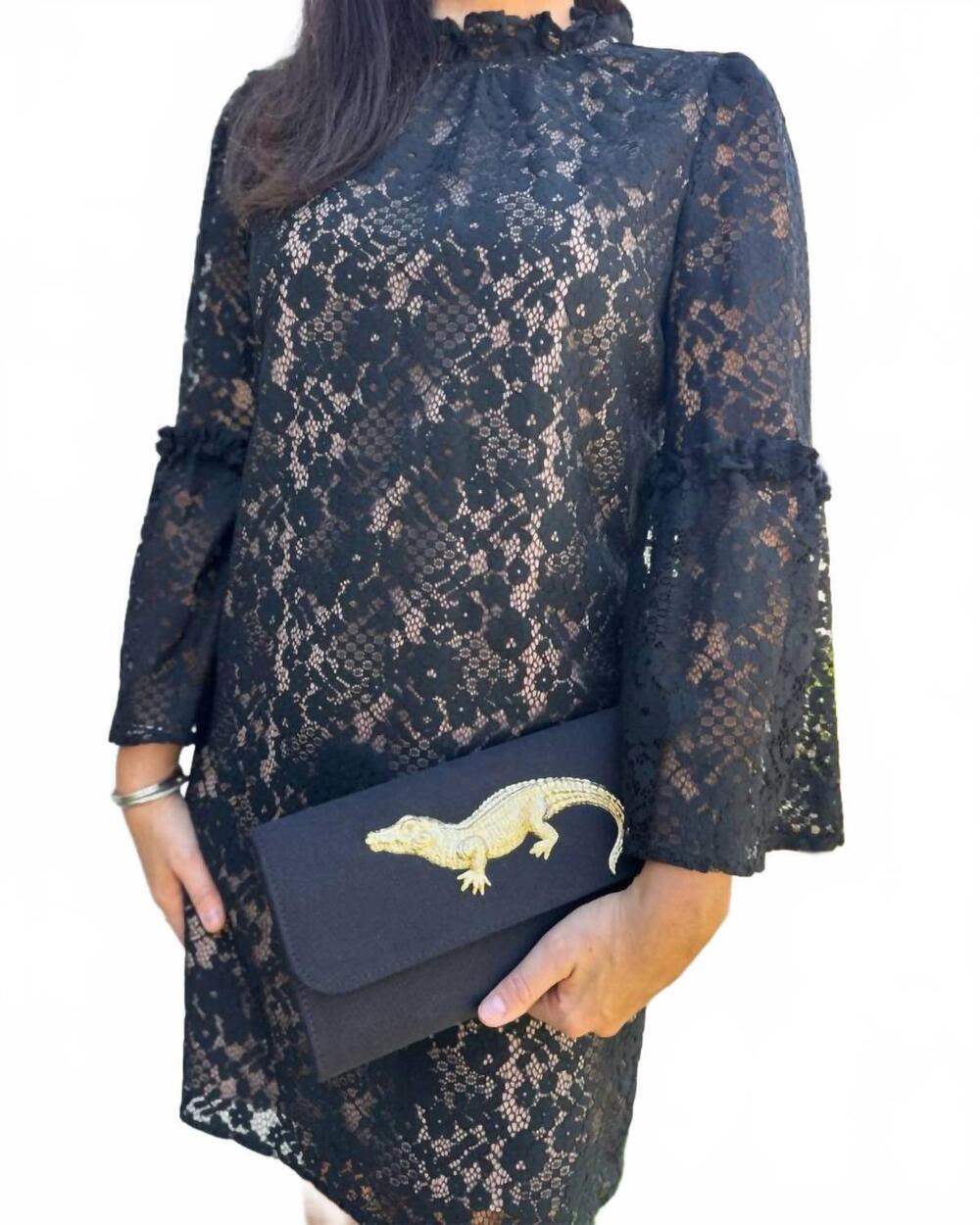 NEW BOBI bell lace dress in black